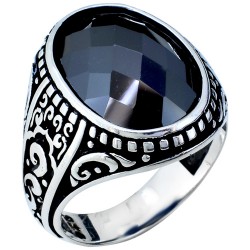 Ασημένιο ανδρικό δαχτυλίδι 925 με αχάτη